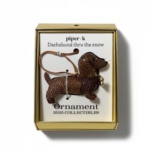 Piper Brown Dachshund Ornament with Gold Accents